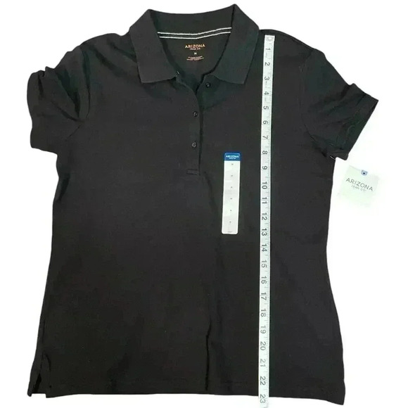 Arizona Medium Kids Polo Collared Black Shirt 3 Buttons Down the front NWT Kids - Picture 5 of 6